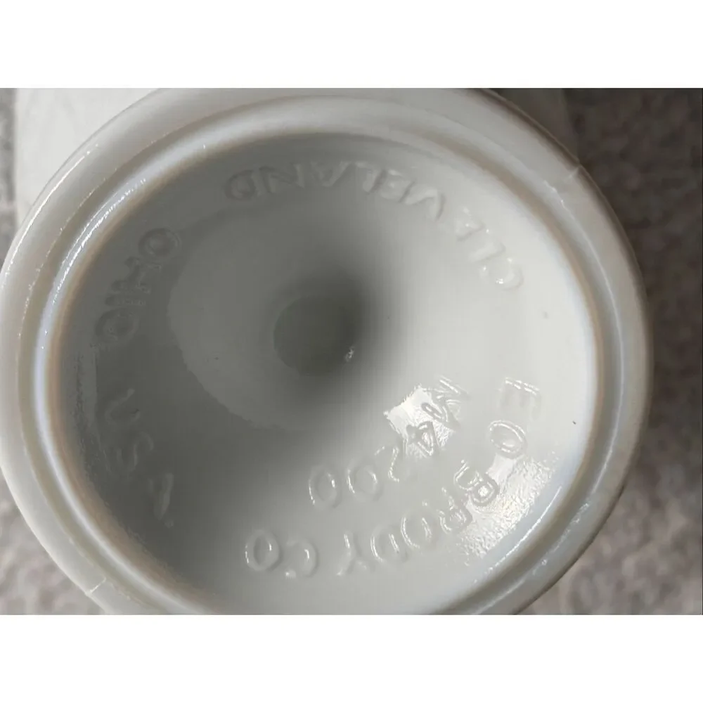 Vintage E.O. Brody Co. Thumbprint White Milk Glass Vase/Cleveland, Ohio